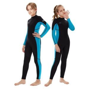 Hevto Kids Size 12 Neoprene Full Wetsuit 3/2mm Blue Back Zip Boys Girls Youth